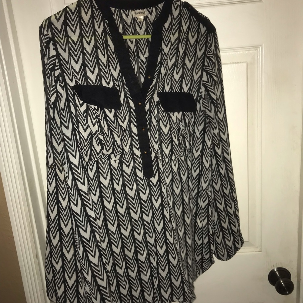 Black & White Chevron Work Blouse